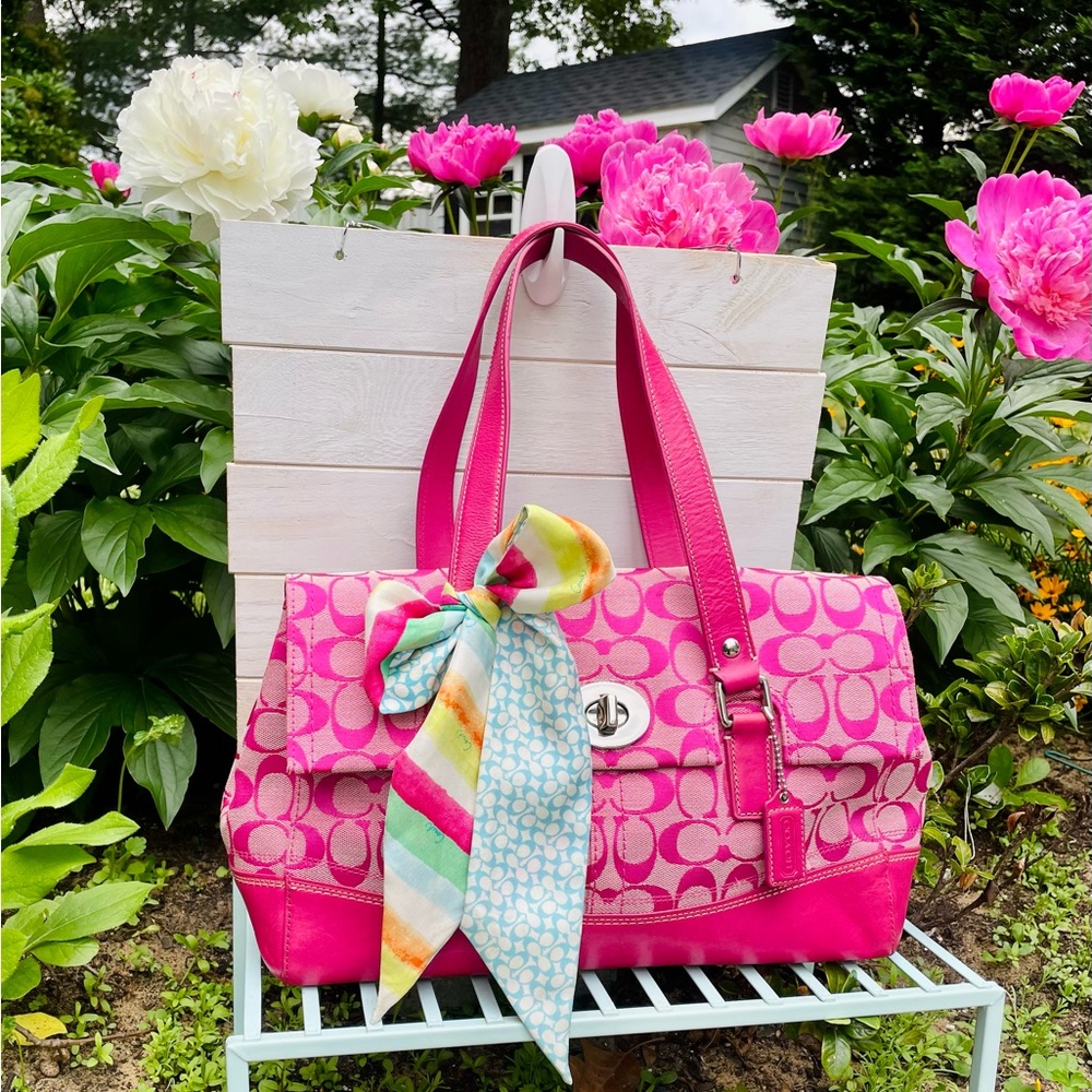 Coach Signature Jacquard Hampton’s Satchel NWOT